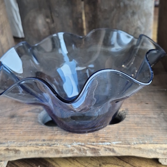 VTG Blue Hand Blown Bowl Other - Cobalt Blue Vintage Hand Blown Glass Bowl